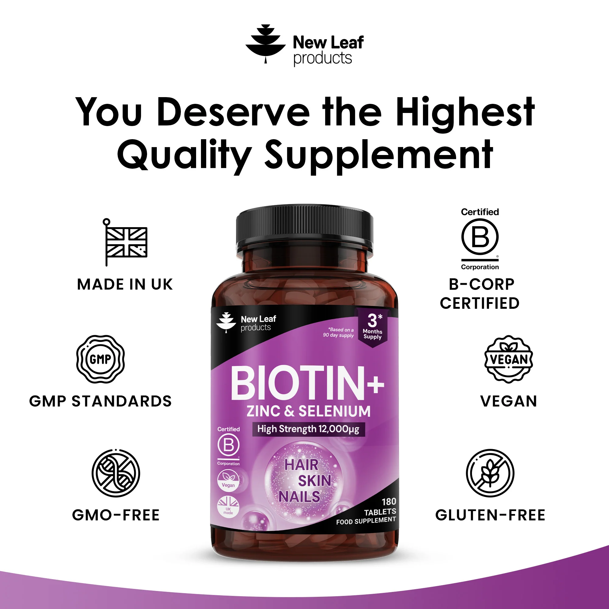 Biotin+ Vitamin B7 Tablets 180 Fill - Image 4